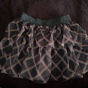Garanimals Black Plaid Ruffle Skirt with Glitter Waistband
